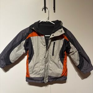 Cherokee Boys Hooded Jacket Reversible Gray and Orange Jacket Sz XS